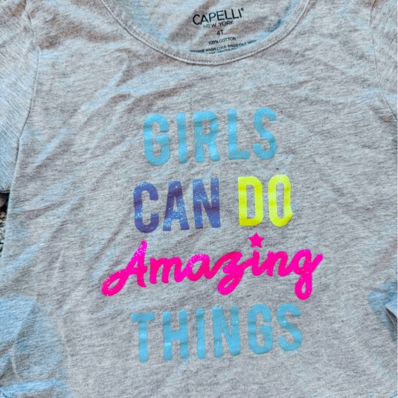 Capelli Girls Long Sleeve Peplum Top inspirational shirt gray– Size 4T - Picture 2 of 7